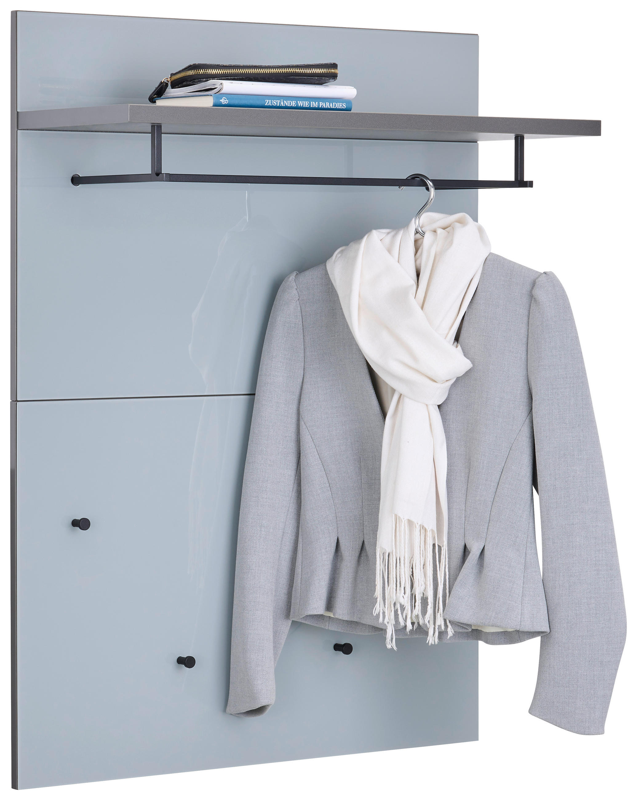 GARDEROBENPANEEL  in 75/101/30 cm  - Graphitfarben/Grau, Design, Glas/Holzwerkstoff (75/101/30cm) - Voleo