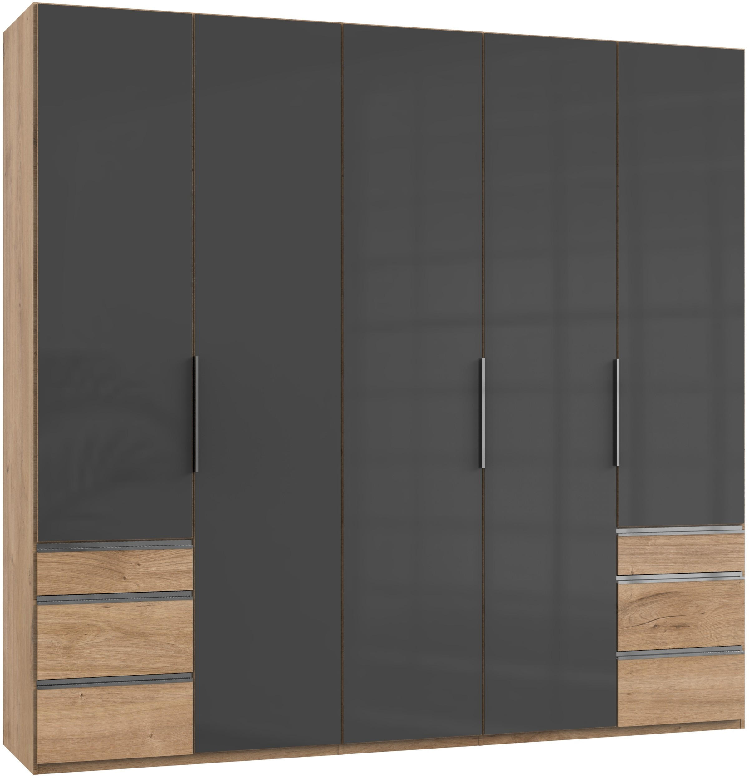 DREHTÜRENSCHRANK in Eichefarben, Grau  - Chromfarben/Eichefarben, Modern, Glas/Holzwerkstoff (250/236/58cm) - MID.YOU