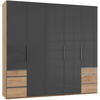 DREHTÜRENSCHRANK in Eichefarben, Grau  - Chromfarben/Eichefarben, Modern, Glas/Holzwerkstoff (250/236/58cm) - MID.YOU