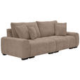 BIGSOFA Chenille Taupe - Taupe/Dunkelbraun, KONVENTIONELL, Kunststoff/Textil (250/100/90cm) - Carryhome