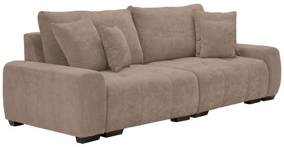 BIGSOFA Chenille Taupe - Taupe/Dunkelbraun, KONVENTIONELL, Kunststoff/Textil (250/100/90cm) - Carryhome
