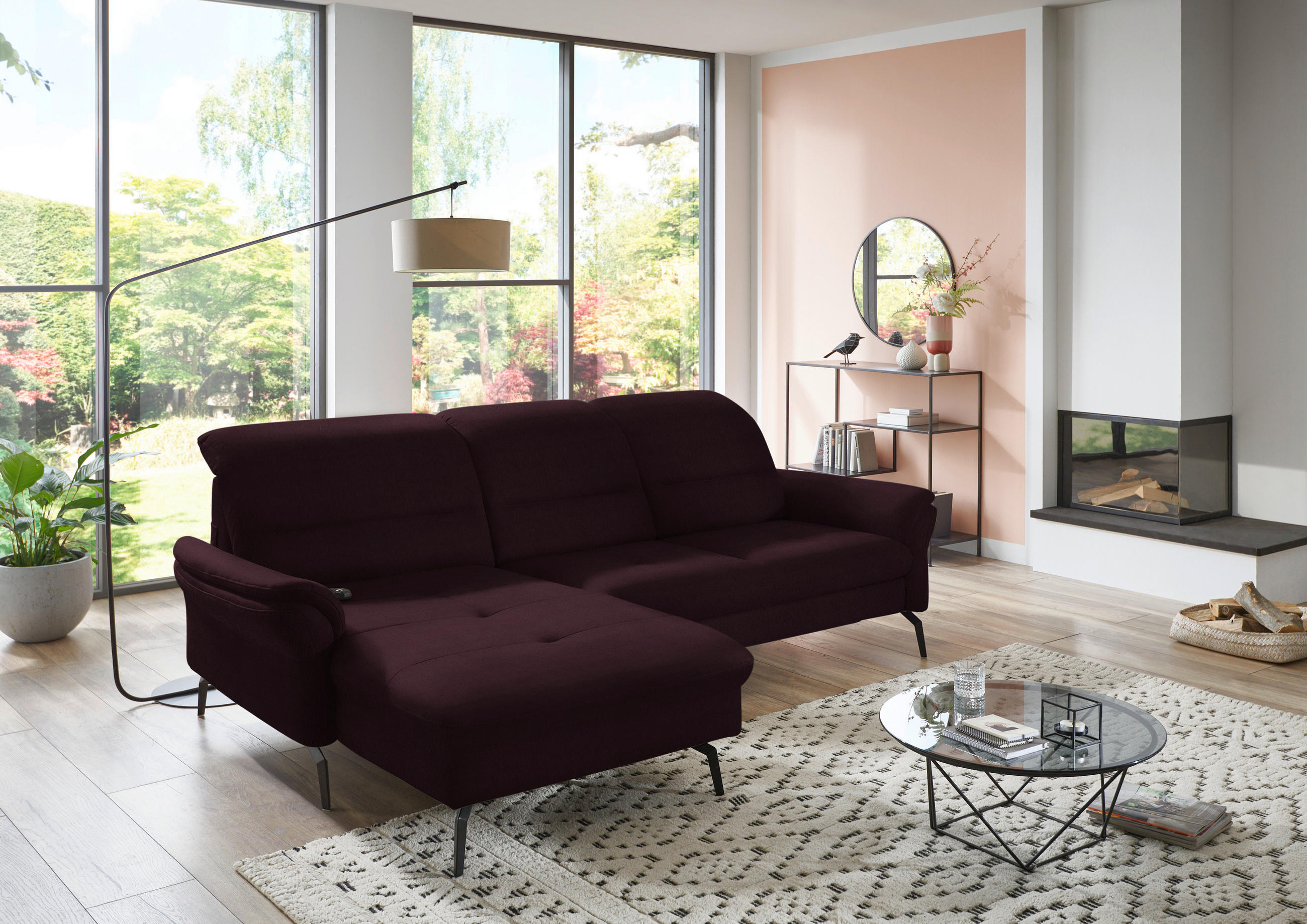 ECKSOFA in Flachgewebe Mokka  - Schwarz/Mokka, Konventionell, Textil/Metall (181/260cm) - Beldomo Speed