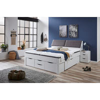 STAURAUMBETT 180/200 cm  in Weiß  - Weiß/Grau, KONVENTIONELL, Holzwerkstoff (180/200cm) - Boxxx