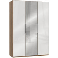 DREHTÜRENSCHRANK in Weiss, Eichefarben  - Chromfarben/Weiss, Modern, Glas/Holzwerkstoff (150/216/58cm) - MID.YOU