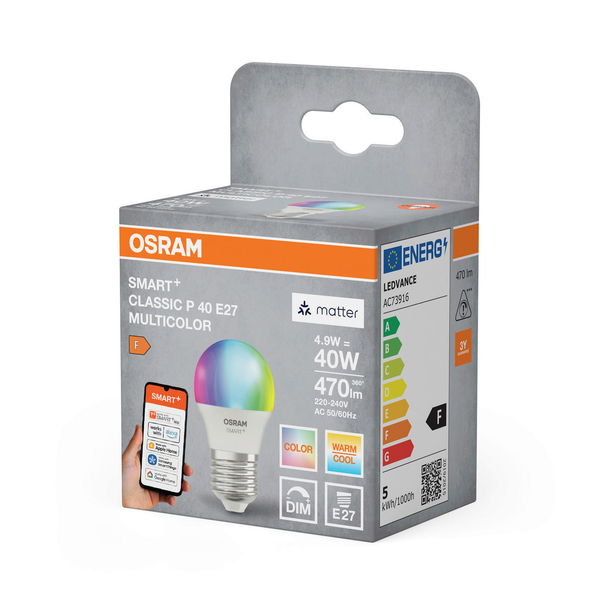 LED-LEUCHTMITTEL E27 4,9 W 470 lm  - Weiß, Basics, Kunststoff (4,7/8,8cm) - Osram