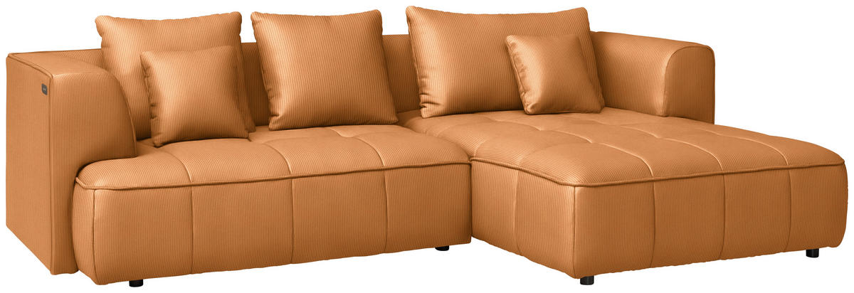 ECKSOFA Currygelb Feincord Zierkissen, Rückenkissen, Sitzvorzug  - Currygelb/Schwarz, Design, Kunststoff/Textil (288/188cm) - Welnova