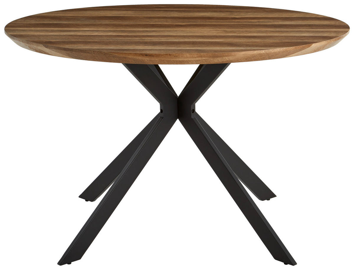 JEDILNA MIZA, črna, barve hrasta  - črna/barve hrasta, Moderno, kovina/leseni material (120/120/76cm) - MID.YOU