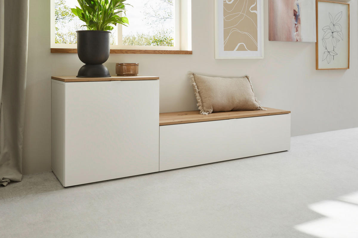 TV-ELEMENT Holzwerkstoff Weiß  - Schwarz/Weiß, Design, Holzwerkstoff/Kunststoff (120/31/40cm) - Ti'me