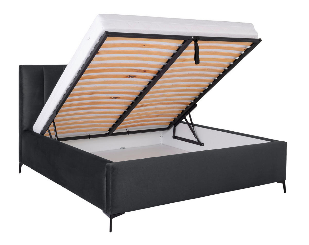 POLSTERBETT Lattenrost, Bettkasten 140/200 cm  in Schwarz  - Birkefarben/Schwarz, KONVENTIONELL, Holz/Textil (140/200cm) - Boxxx