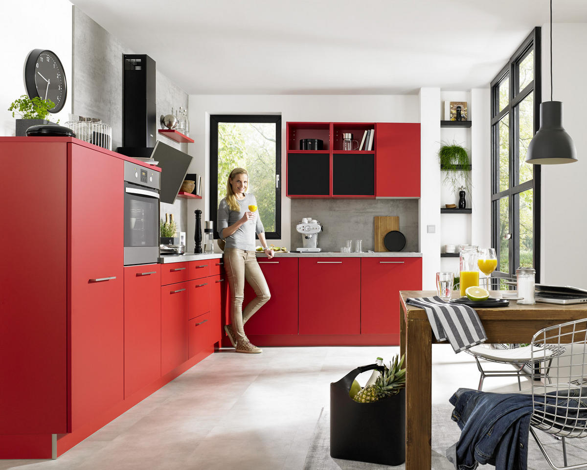 EINBAUKÜCHE   - Rot, Basics, Holzwerkstoff - Dieter Knoll