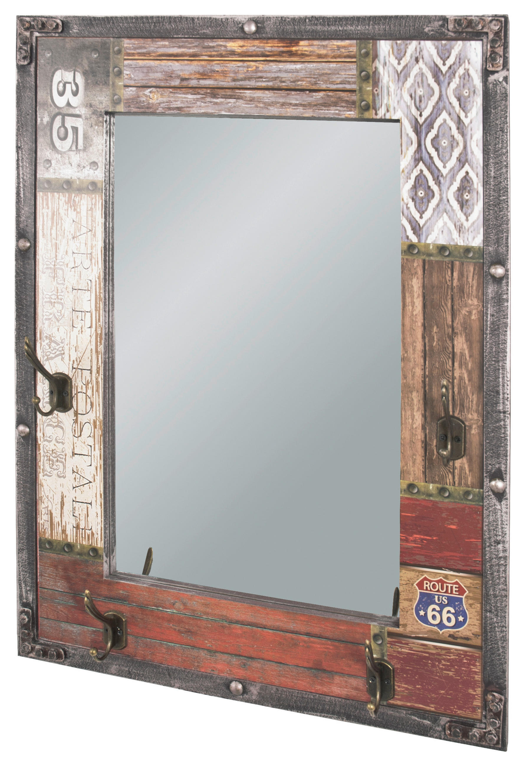 ZIDNI ČIVILUK  višebojna  metal, staklo, pločasti materijal  - višebojna, Dizajnerski, staklo/metal (55/75/8cm) - Carryhome