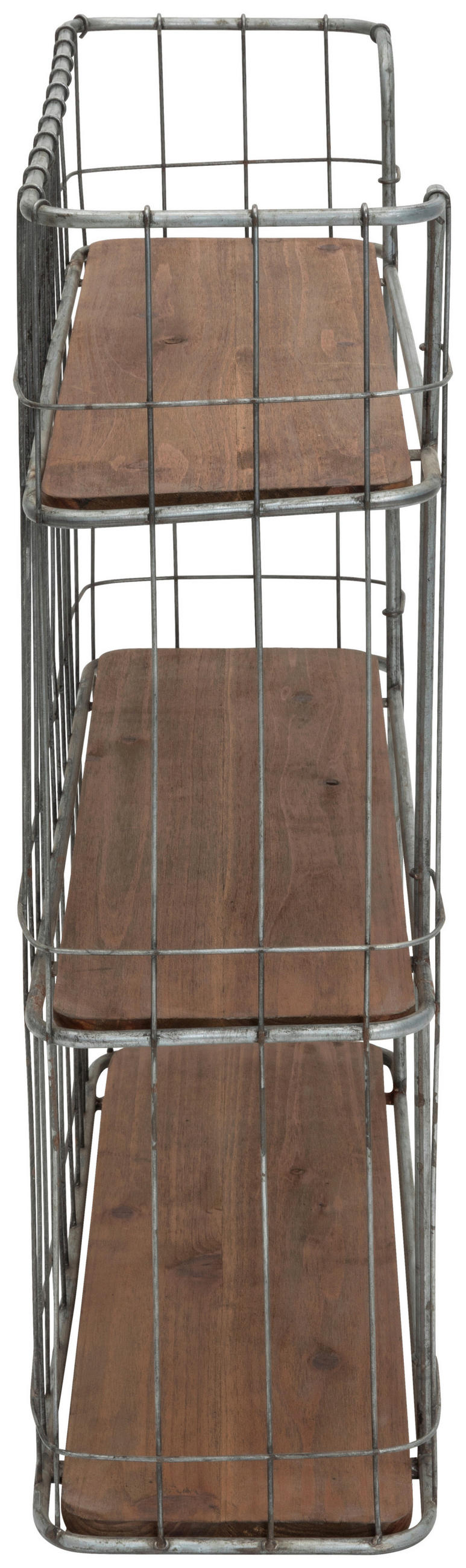 NÁSTĚNNÝ REGÁL, 63/66/21 cm - barvy stříbra/přírodní barvy, Lifestyle, kov/dřevo (63/66/21cm) - Livetastic