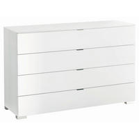 SIDEBOARD  in 120/77/40 cm  - Chromfarben/Weiß, Design, Glas/Holzwerkstoff (120/77/40cm) - Moderano