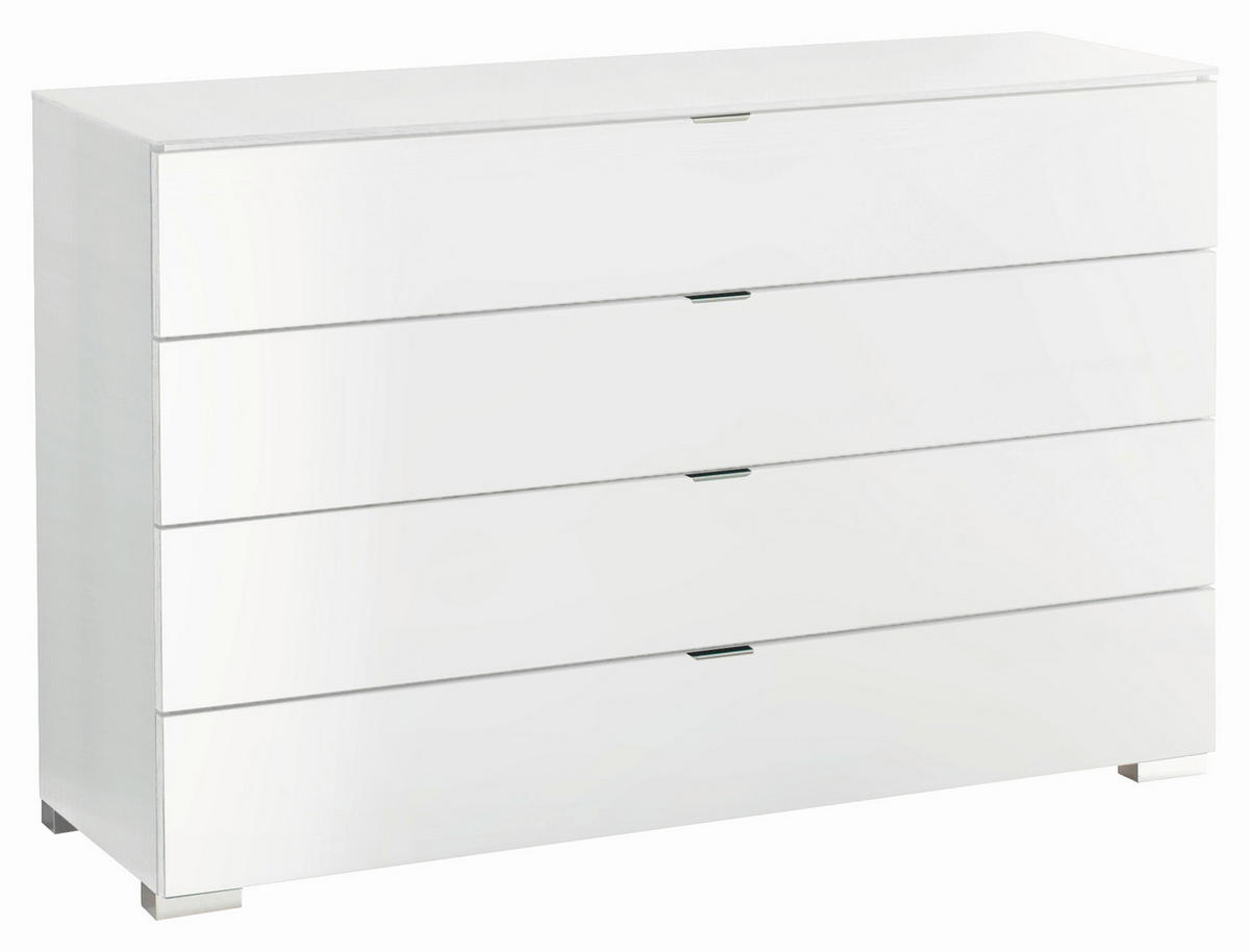 SIDEBOARD  in 120/77/40 cm  - Chromfarben/Weiß, Design, Glas/Holzwerkstoff (120/77/40cm) - Moderano