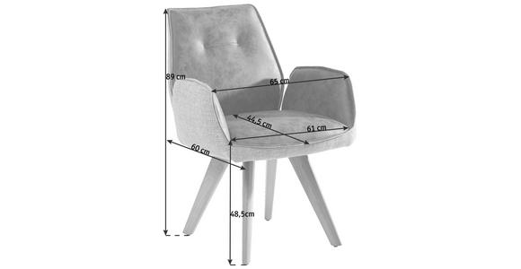 ARMLEHNSTUHL in Grau, Eichefarben - Eichefarben/Grau, Design, Holz/Textil (65/89/60cm) - Venda