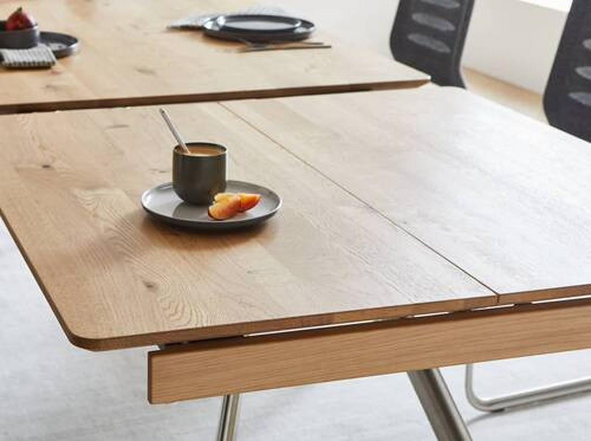ESSTISCH in Holz 190/100/75 cm  - Wildeiche/Edelstahlfarben, Design, Holz/Metall (190/100/75cm) - Venjakob