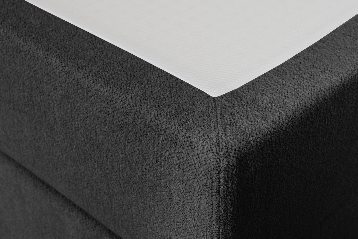 BOXSPRINGBETT 140/200 cm,  in Anthrazit, Matratze, gepolstertes Kopfteil, Topper, H3 + H3 = fest  - Anthrazit/Schwarz, Trend, Textil (140/200cm) - Chameo