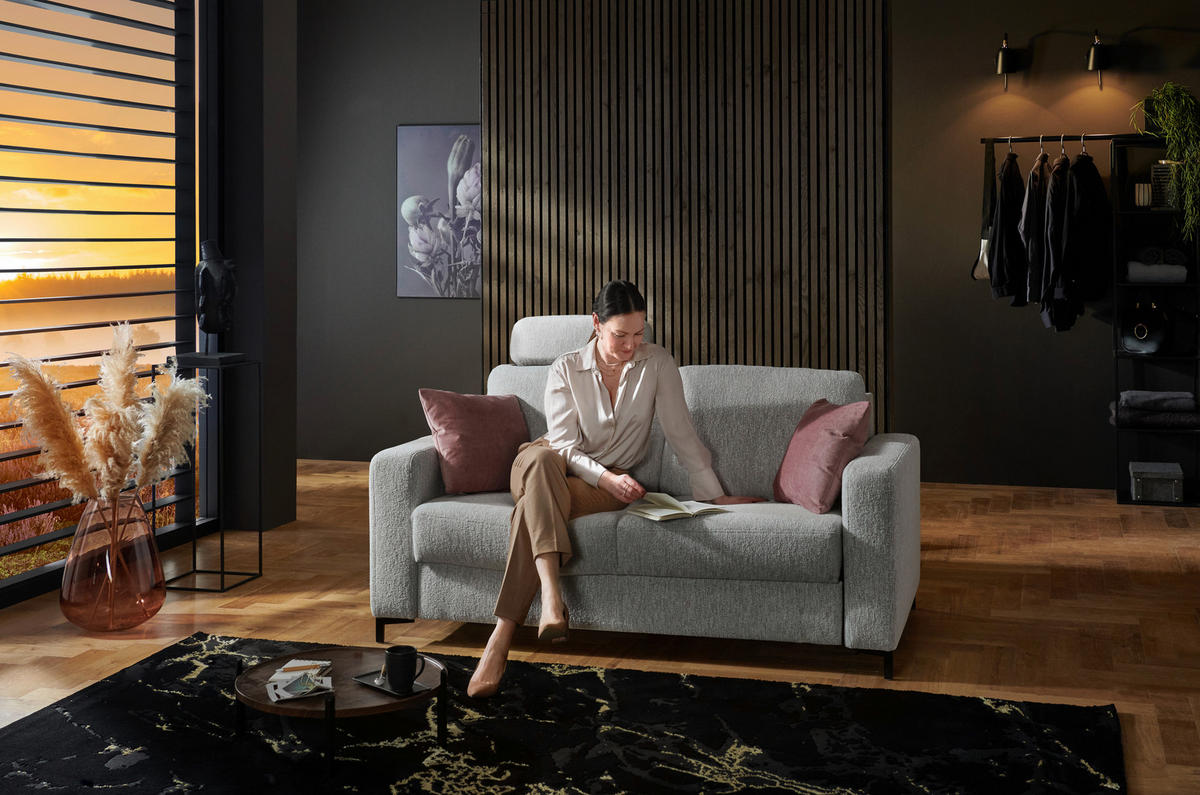 SCHLAFSOFA in Textil Ecru  - Ecru/Schwarz, Konventionell, Textil/Metall (196/87/103cm) - Dieter Knoll
