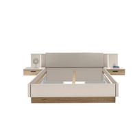 POSTELJNA GARNITURA  180 cm  x  200 cm , leseni material barve hrasta, kašmir  - kašmir/barve hrasta, Moderno, leseni material (180/200cm) - Hom`in