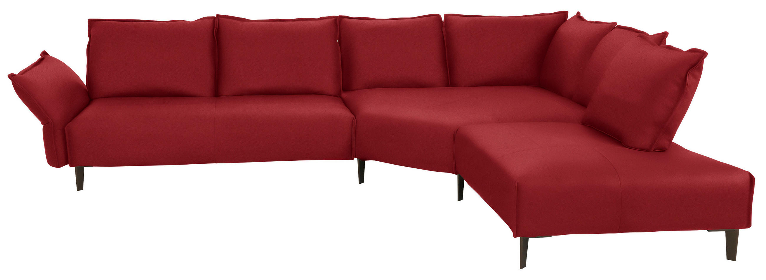 ECKSOFA in Echtleder Rot  340/272 cm  - Rot/Schwarz, Design, Leder/Metall (340/272cm) - W.Schillig