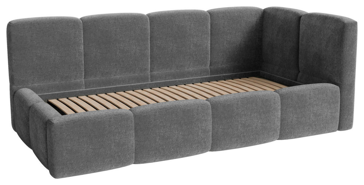 POLSTERBETT 90/200 cm,  in Anthrazit, Lattenrost, Bettkasten,  - Anthrazit/Schwarz, Design, Holz/Textil (90/200cm) - Chameo