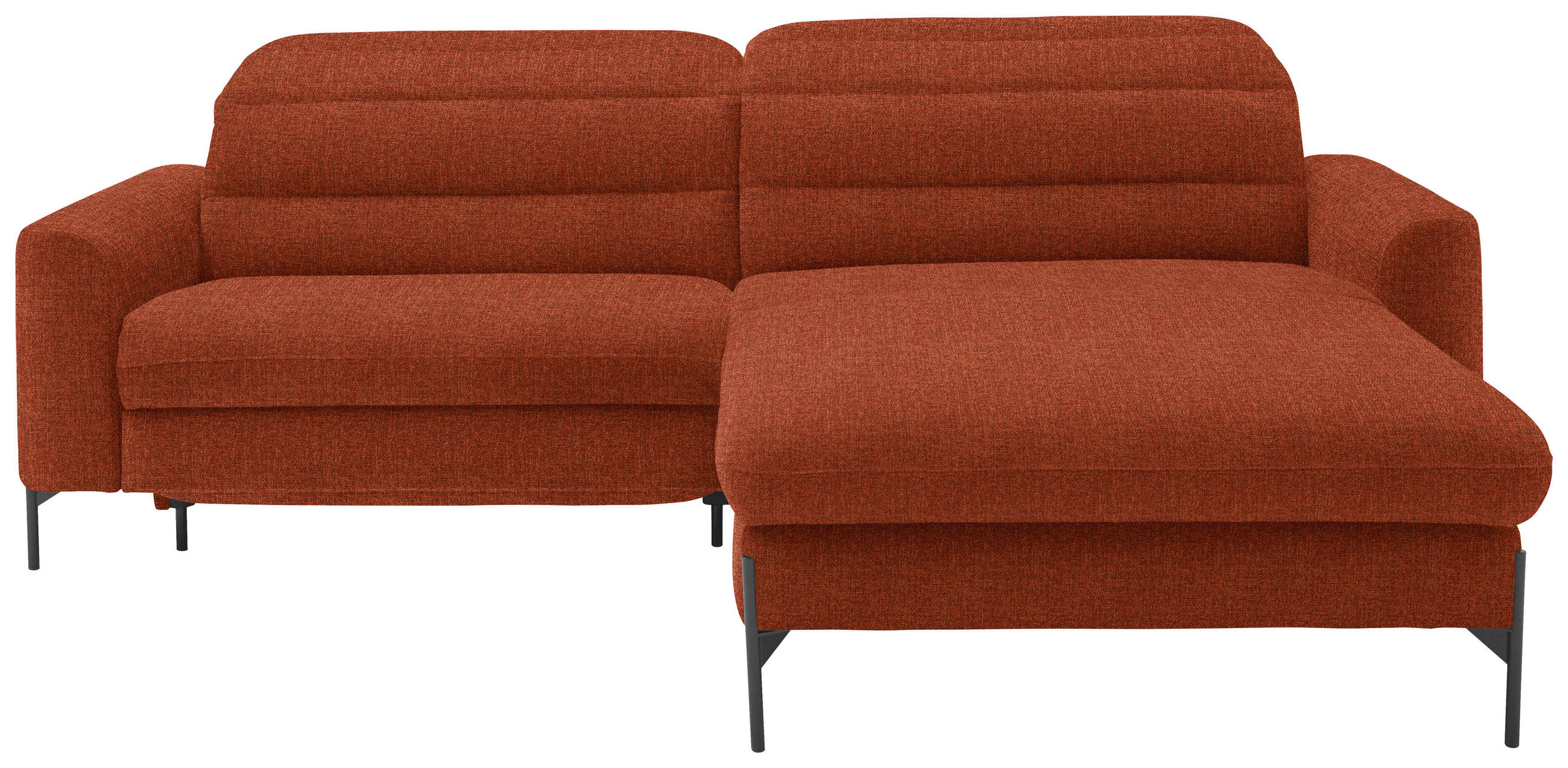 ECKSOFA in Flachgewebe Rostfarben  252/191 cm  - Rostfarben/Schwarz, Design, Textil/Metall (252/191cm) - Dieter Knoll