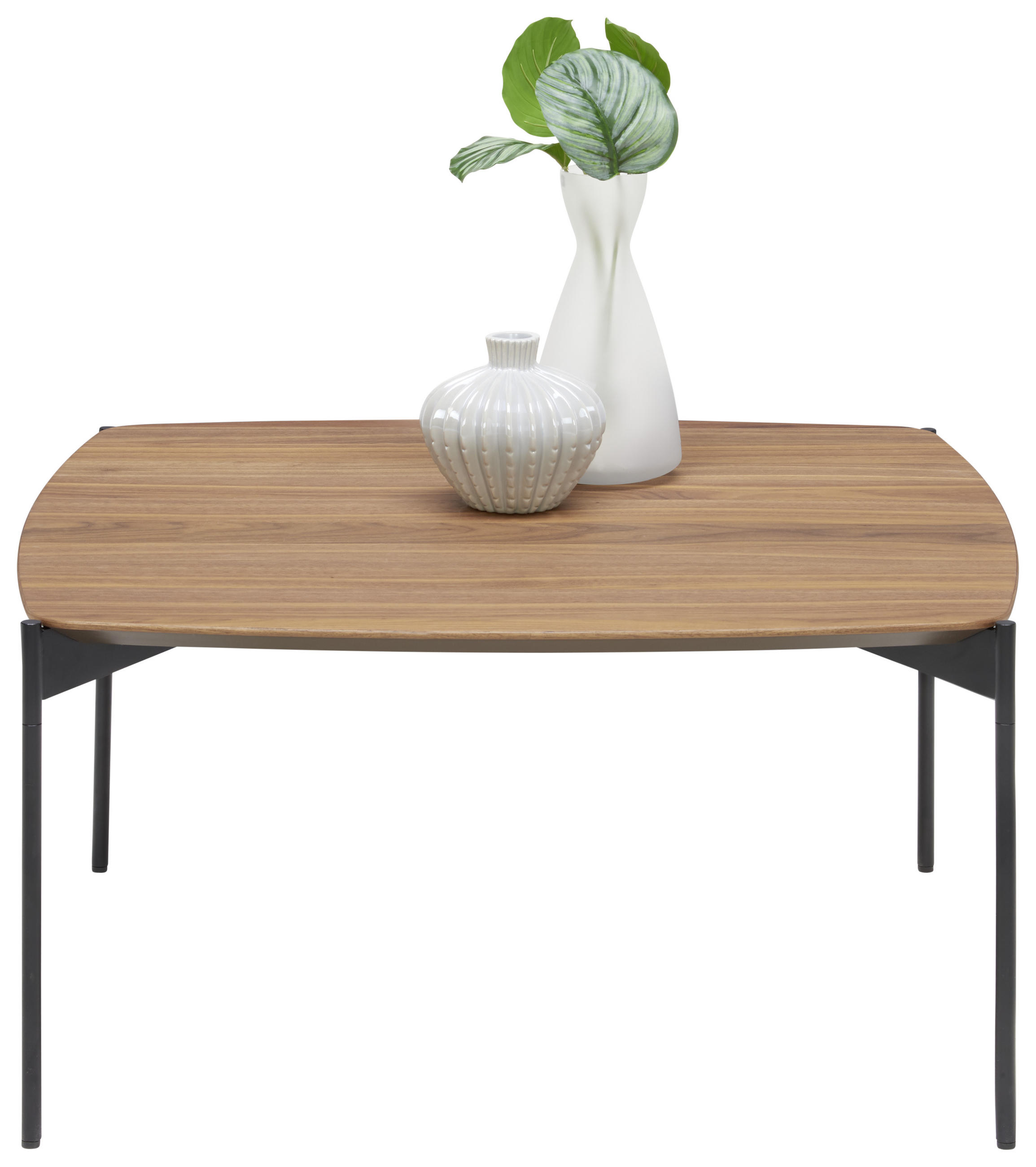 COUCHTISCH Amerikanischer Nussbaum furniert 83/83/42 cm quadratisch Schwarz, Nussbaumfarben  - Nussbaumfarben/Schwarz, Design, Holz/Metall (83/83/42cm) - Venjakob