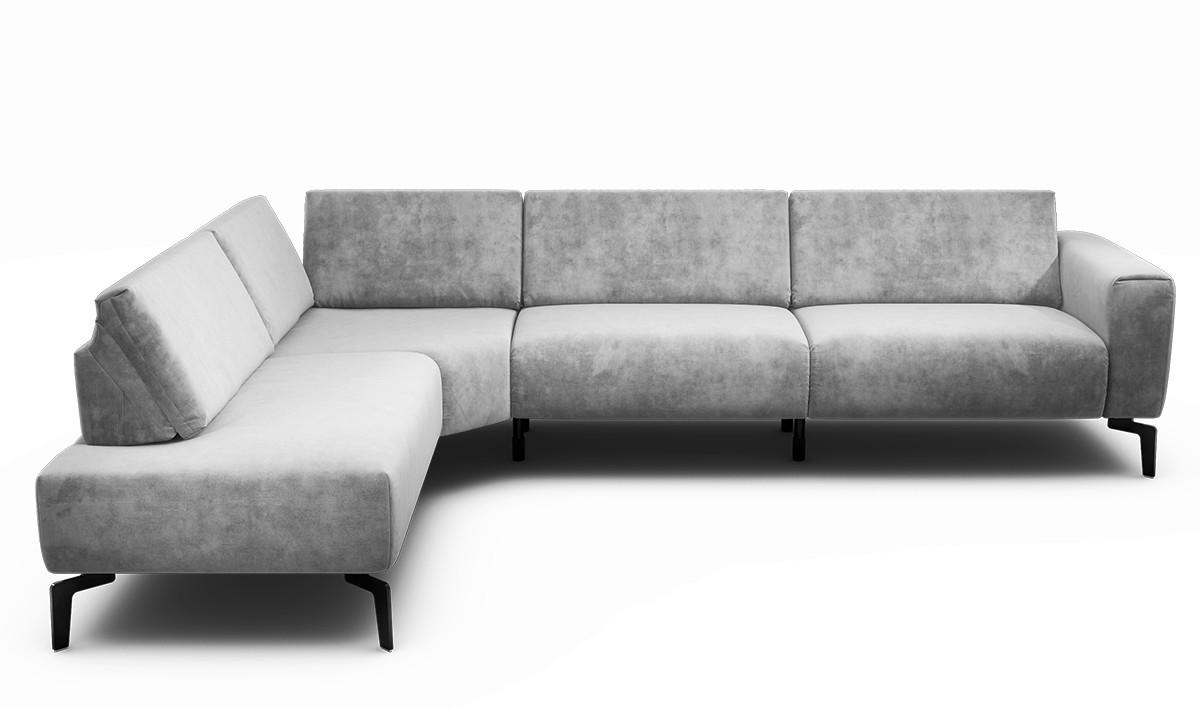 ECKSOFA Cosy Hellgrau Samt  - Hellgrau/Schwarz, Design, Textil/Metall (213/296cm) - SENSOO