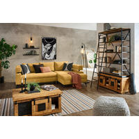 ECKSOFA Chenille Currygelb  - Currygelb/Schwarz, Konventionell, Textil/Metall (265/184cm) - Hom`in