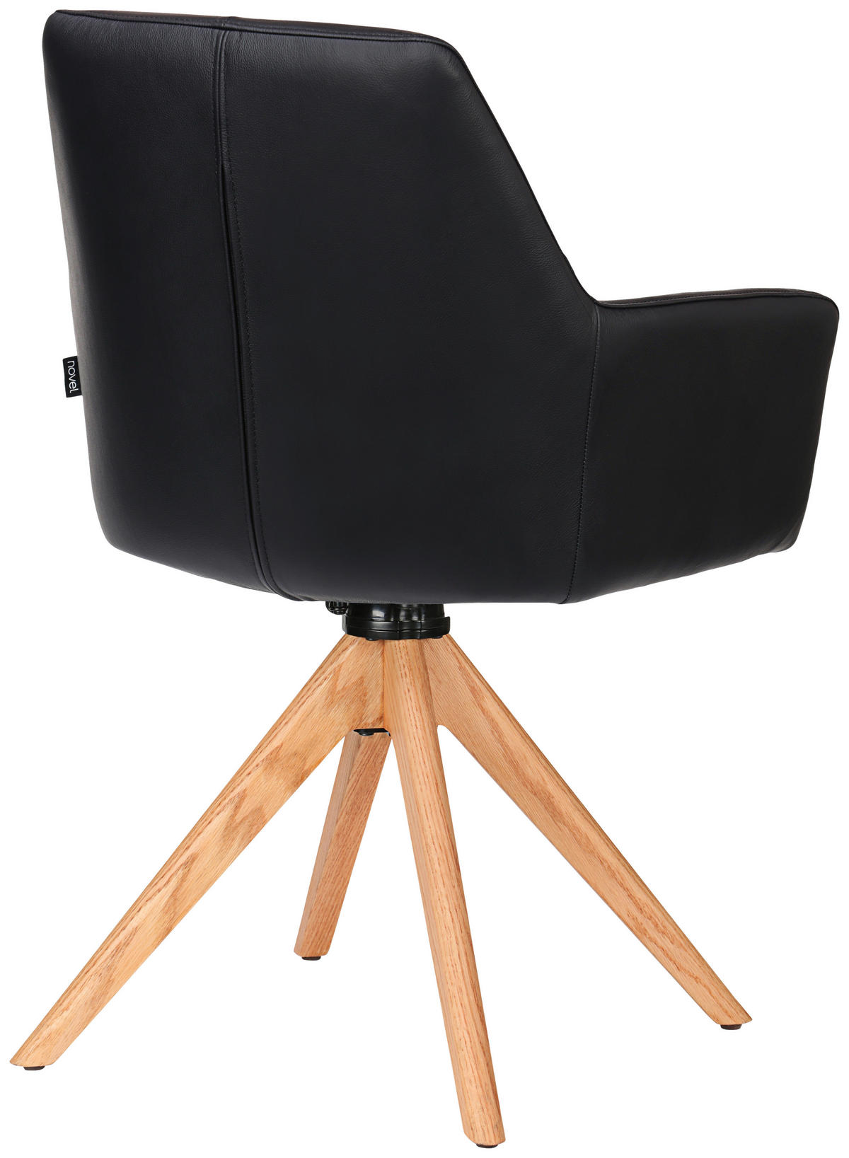 ARMLEHNSTUHL in Holz, Leder Schwarz, Eichefarben  - Eichefarben/Schwarz, KONVENTIONELL, Leder/Holz (59,5/87,5/63cm) - Novel