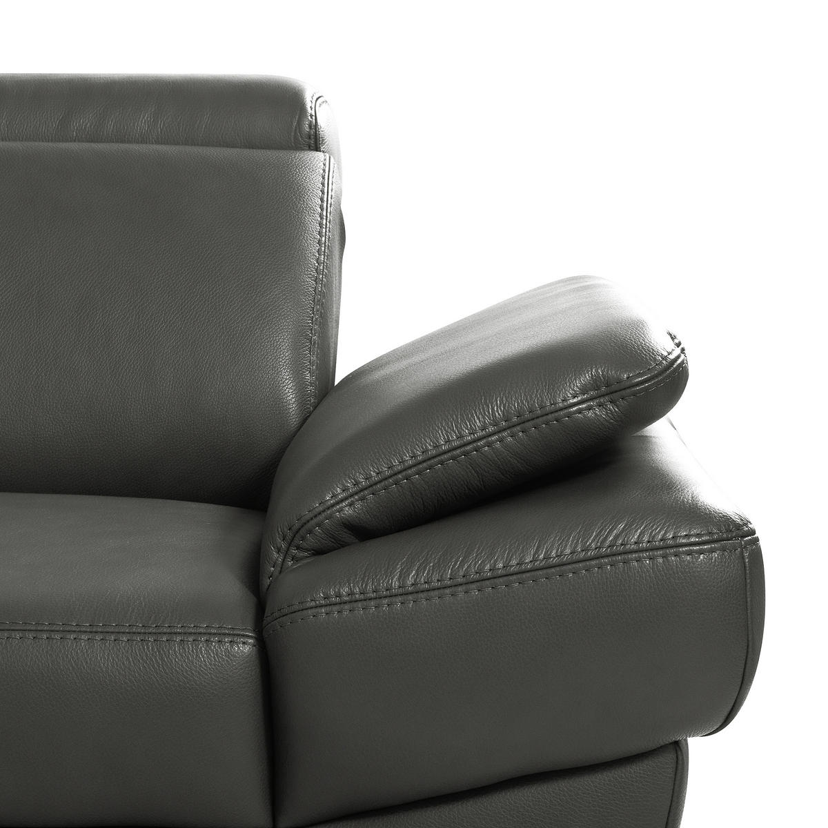 ECKSOFA  in Lederlook Echtleder Anthrazit  - Anthrazit/Schwarz, Design, Leder/Textil (211/264cm) - Livetastic
