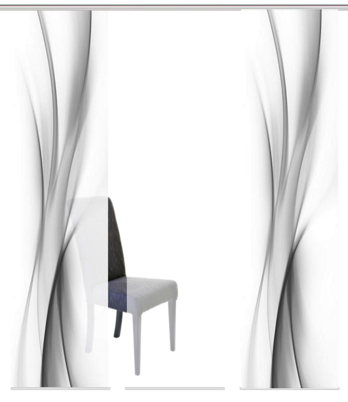 FLÄCHENVORHANG  3 Stück  halbtransparent   60/245 cm  - Dunkelgrau/Hellgrau, Design, Textil (60/245cm)