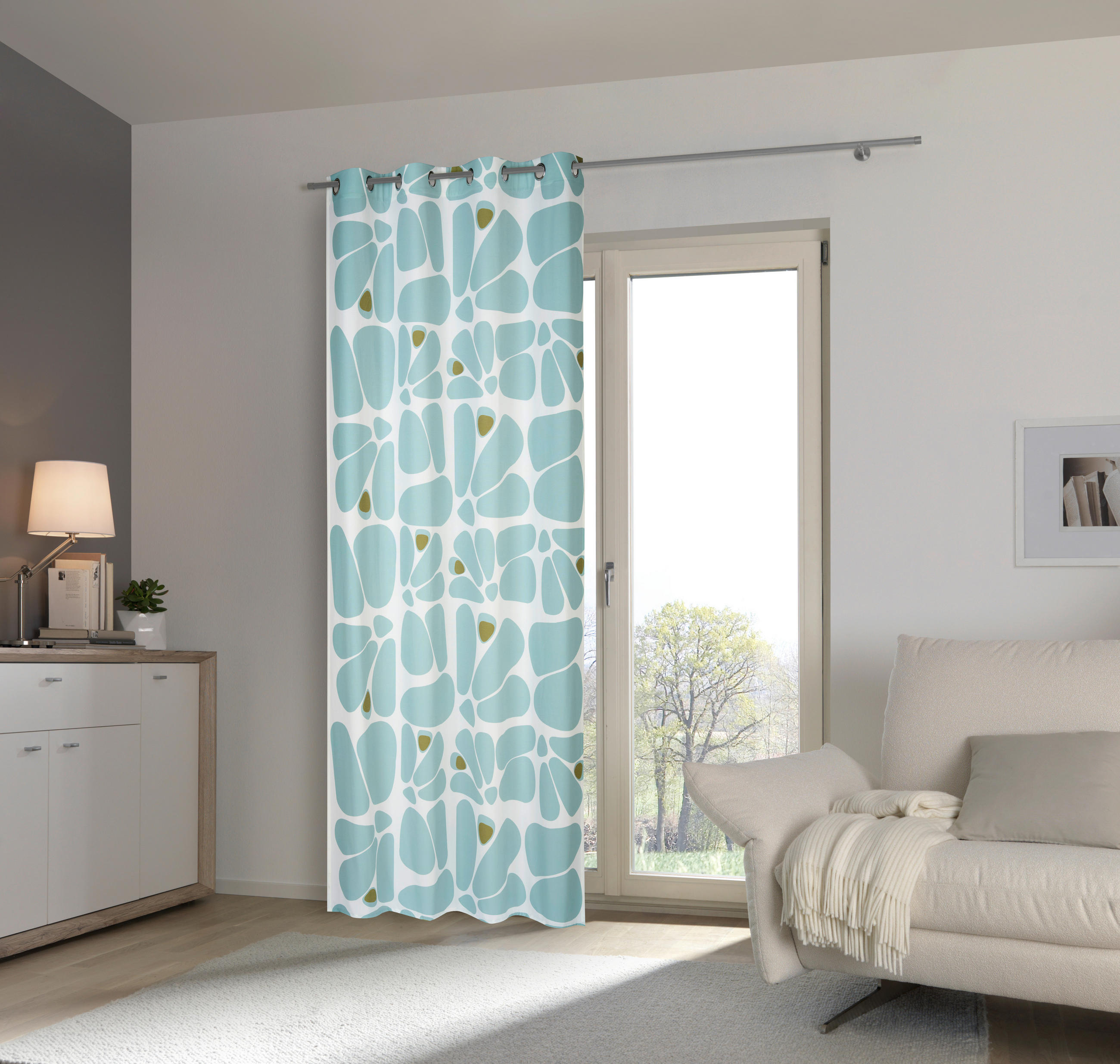 ÖSENVORHANG blickdicht  - Salbeigrün, Design, Textil (140/245cm) - Esposa