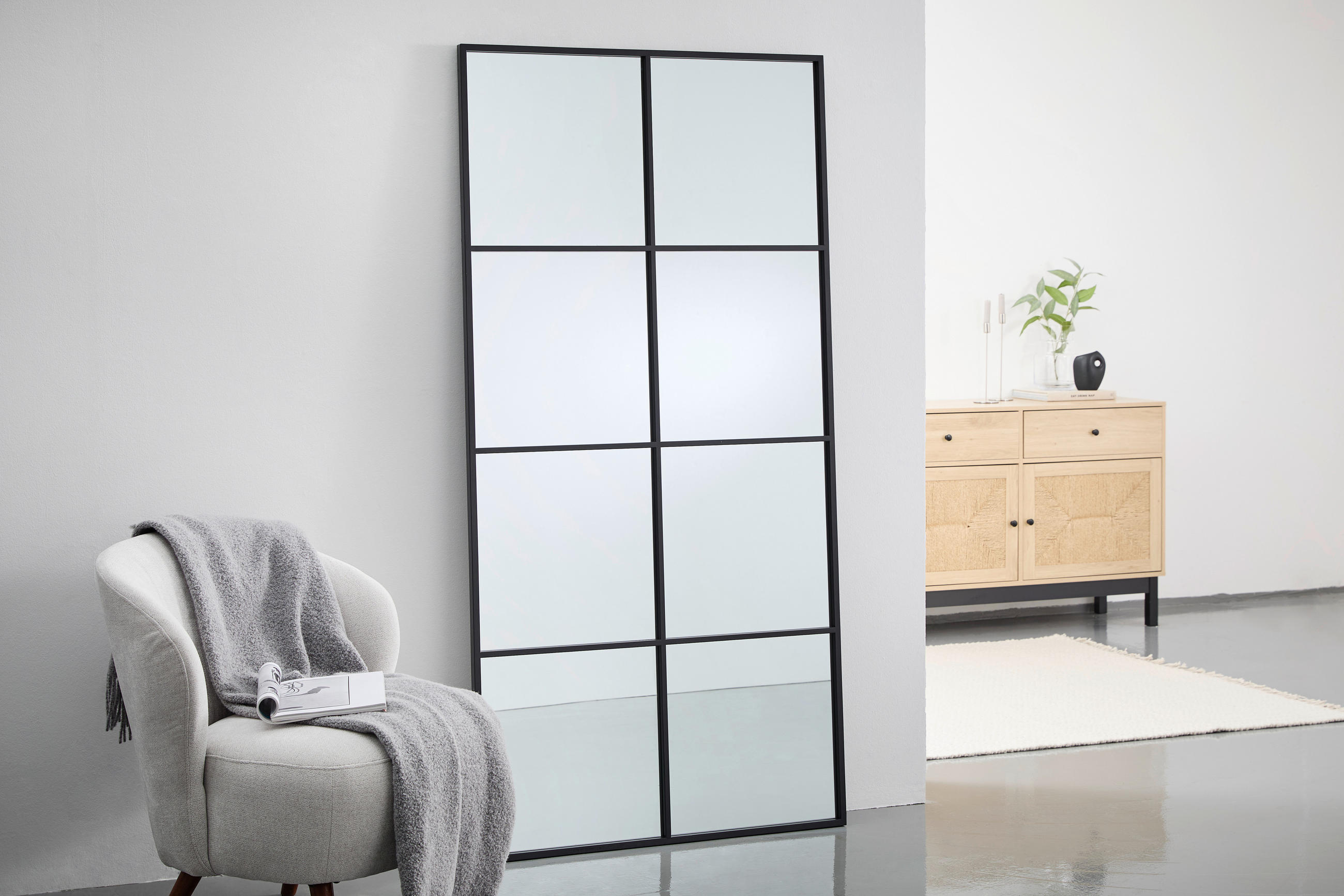 OGLEDALO ZIDNO  90/180/2,6 cm     - crna, Lifestyle, staklo/drvni materijal (90/180/2,6cm) - Landscape