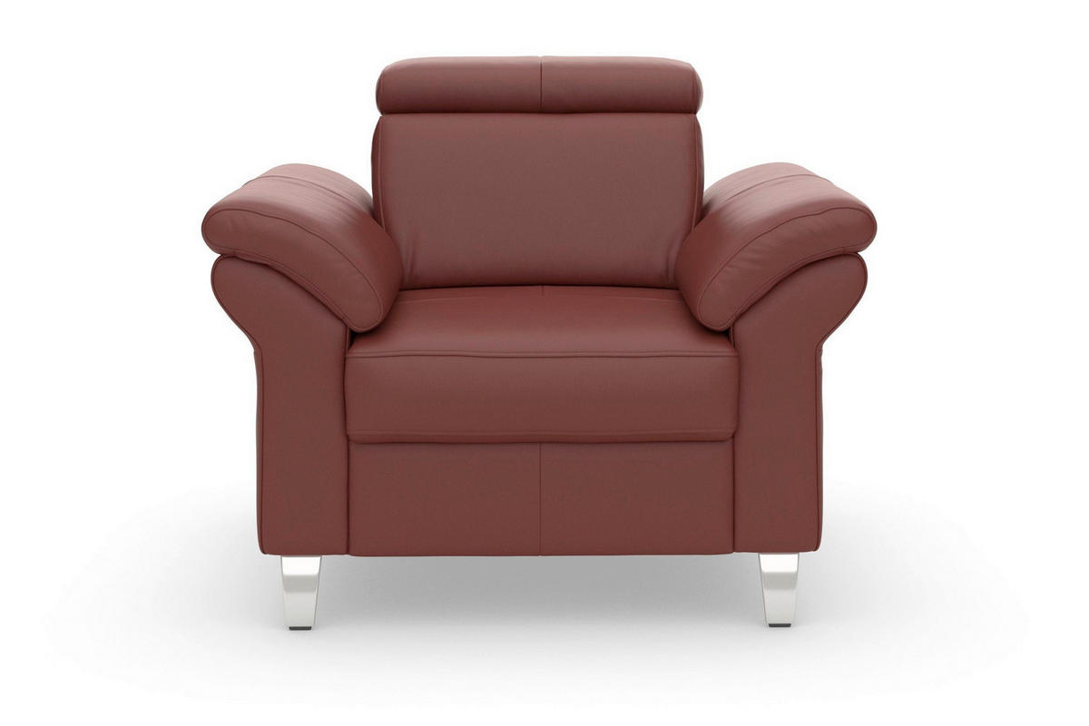 SESSEL in Echtleder Rotbraun  - Chromfarben/Rotbraun, Basics, Leder/Metall (101/84/93cm) - Sit & More