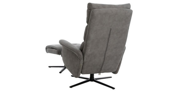 RELAXSESSELSET Mikrofaser Relaxfunktion, Hocker    - Schwarz/Grau, Design, Textil/Metall (81/105,5/86,5cm) - Xora