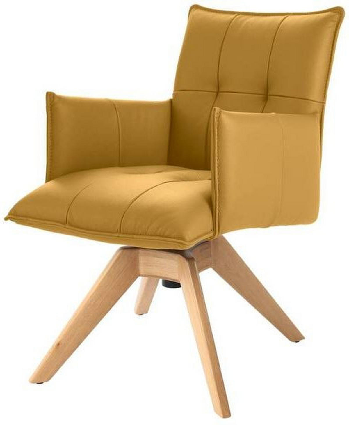 ARMLEHNSTUHL  in Echtleder pigmentiert  - Eichefarben/Gelb, Design, Leder/Holz (86/57/65cm) - Valnatura