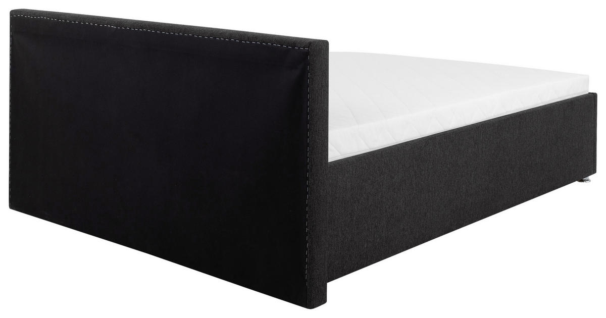 POLSTERBETT Matratze, Lattenrost, Bettkasten Anthrazit 140/200 cm  - Anthrazit, MODERN, Holz/Kunststoff (140/200cm) - MID.YOU