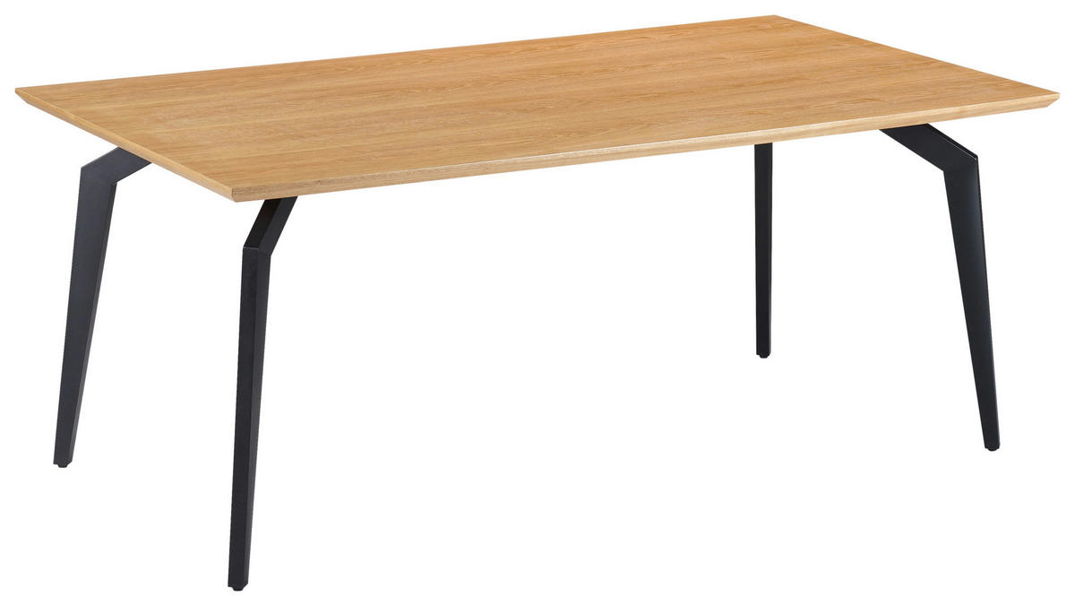 ESSTISCH - Eichefarben/Schwarz, Design, Holzwerkstoff/Metall (180/100/76cm) - Boxxx