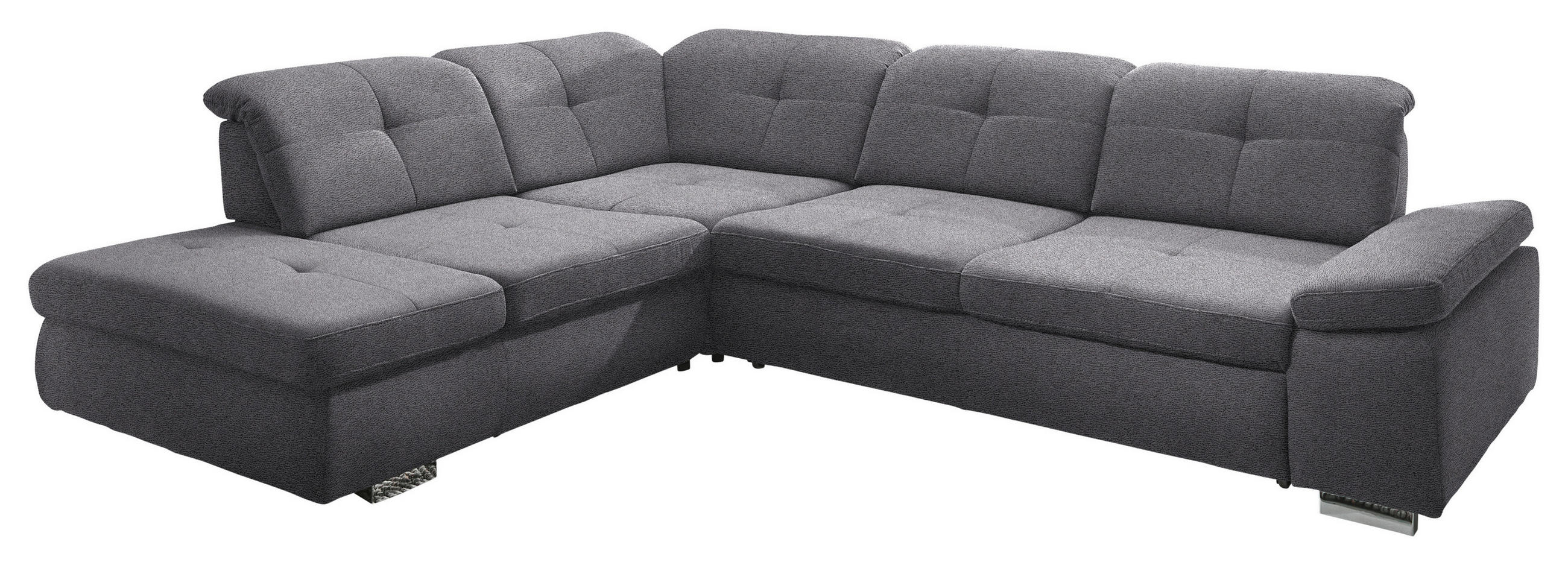 ECKSOFA  in Mikrofaser Grau  260/312 cm  - Chromfarben/Grau, Design, Textil/Metall (260/312cm) - Beldomo Style