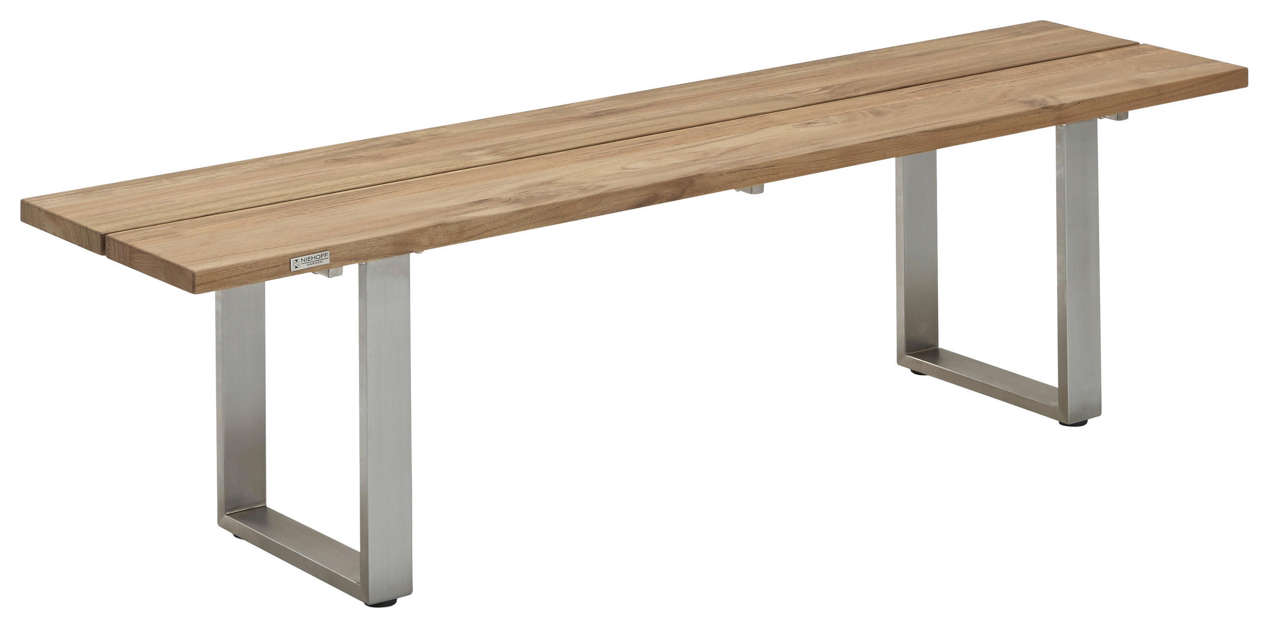 GARTENBANK 160/46/40 cm Teakholz   - Edelstahlfarben/Teakfarben, Design, Holz/Metall (160/46/40cm)