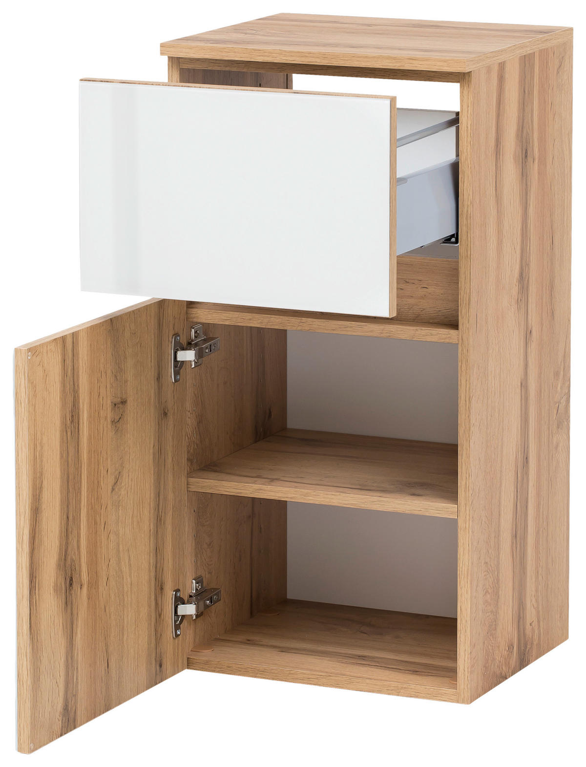 UNTERSCHRANK 40/79/35 cm   - Eichefarben/Silberfarben, KONVENTIONELL, Glas/Holzwerkstoff (40/79/35cm) - Held