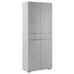 AKTENSCHRANK Weiß, Chromfarben, Hellgrau  - Chromfarben/Hellgrau, MODERN, Glas/Holzwerkstoff (80,8/199,4/37,2cm) - Voleo
