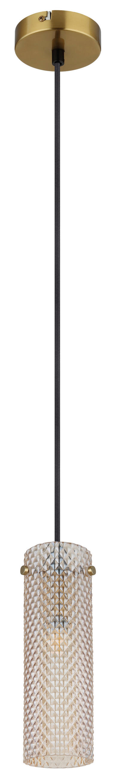 HÄNGELEUCHTE KAROLO 10/120 cm   - Goldfarben/Schwarz, KONVENTIONELL, Glas/Textil (10/120cm) - Globo