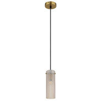 HÄNGELEUCHTE KAROLO 10/120 cm   - Goldfarben/Schwarz, KONVENTIONELL, Glas/Textil (10/120cm) - Globo