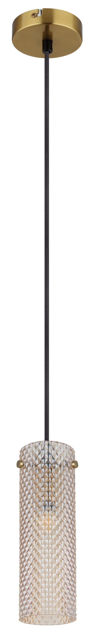 HÄNGELEUCHTE KAROLO 10/120 cm   - Goldfarben/Schwarz, KONVENTIONELL, Glas/Textil (10/120cm) - Globo