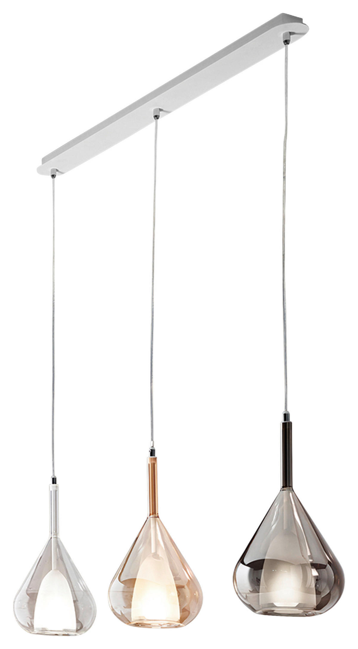 HÄNGELEUCHTE Lila 83/200 cm  - Transparent/Bernsteinfarben, Design, Glas/Metall (83/200cm) - Fabas Luce