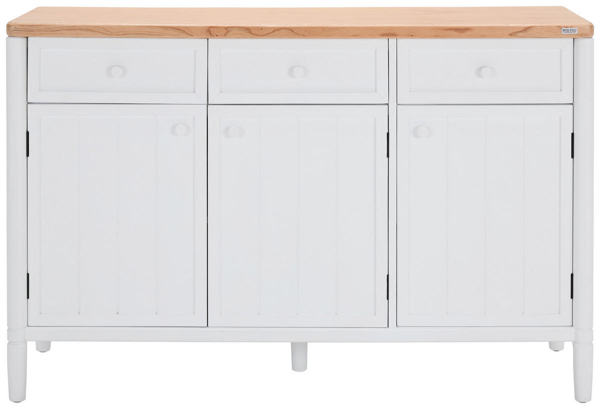 SIDEBOARD  in 150/45/97 cm  - Weiß/Naturfarben, ROMANTIK / LANDHAUS, Holz/Holzwerkstoff (150/45/97cm) - MID.YOU