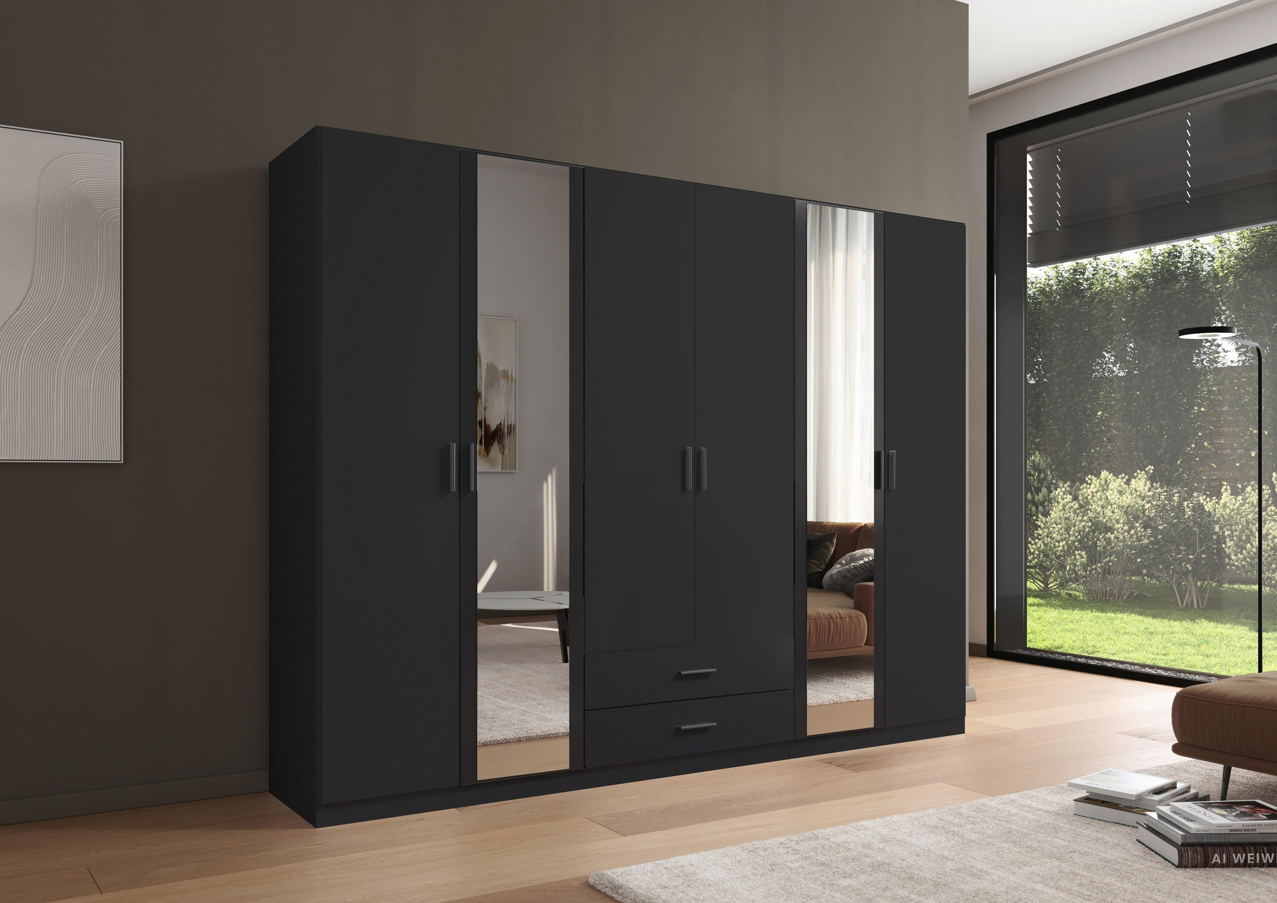 KLEIDERSCHRANK 271/210/54 cm 6-türig Grau  - Grau, KONVENTIONELL, Holzwerkstoff/Kunststoff (271/210/54cm) - Rauch Möbel