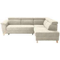 ECKSOFA in Struktur Beige  265/200 cm  - Beige/Naturfarben, KONVENTIONELL, Holz/Textil (265/200cm) - Stylife